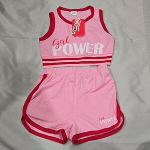 Pink and Red 'Girl Power' Athletic Set - Girls 5-6Y